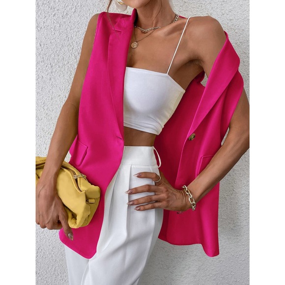 Women's Pink Sleeveless Vest - Picture 4 of 9